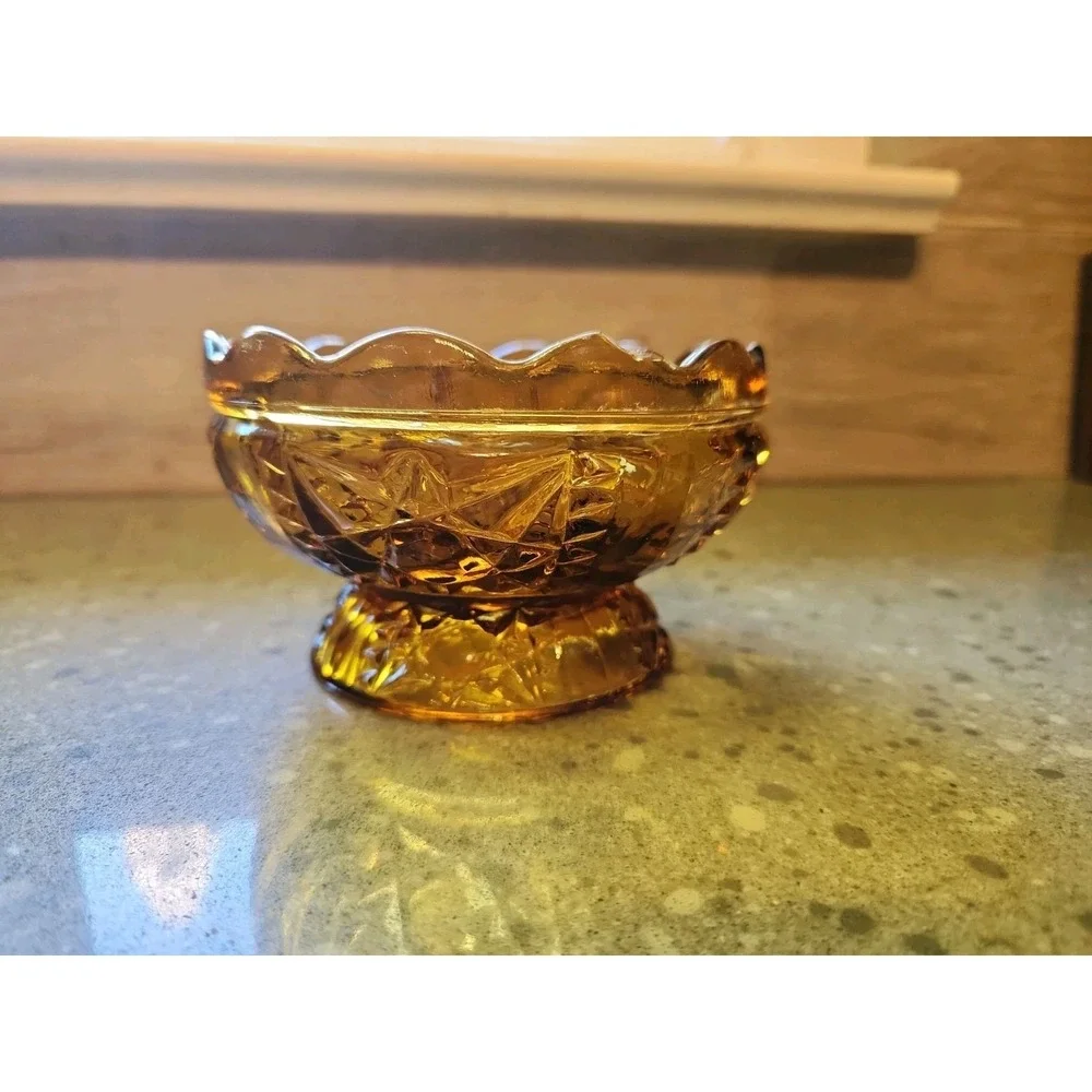 Indiana Glass Amber Stars And Bars Fairy Lamp BASE ONLY PLEASE READ DESCRIPTION
